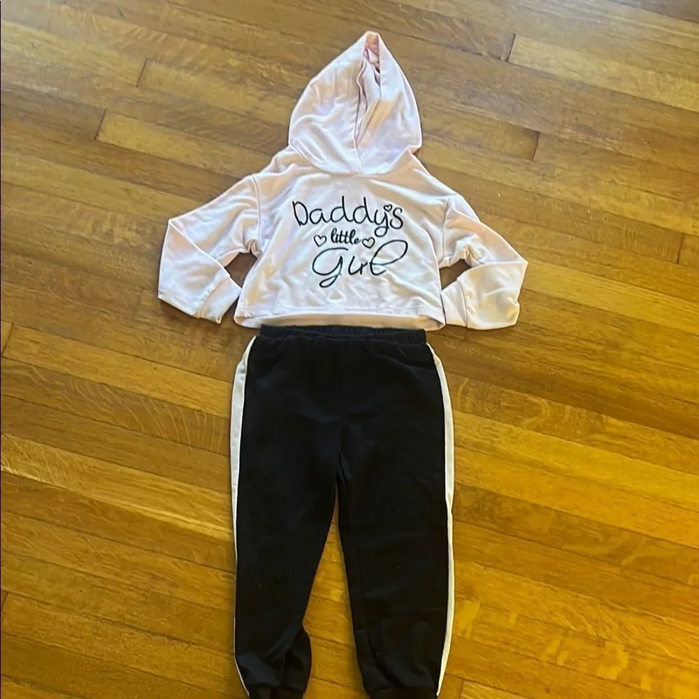 Pink and Black Hoodie and Pants Set